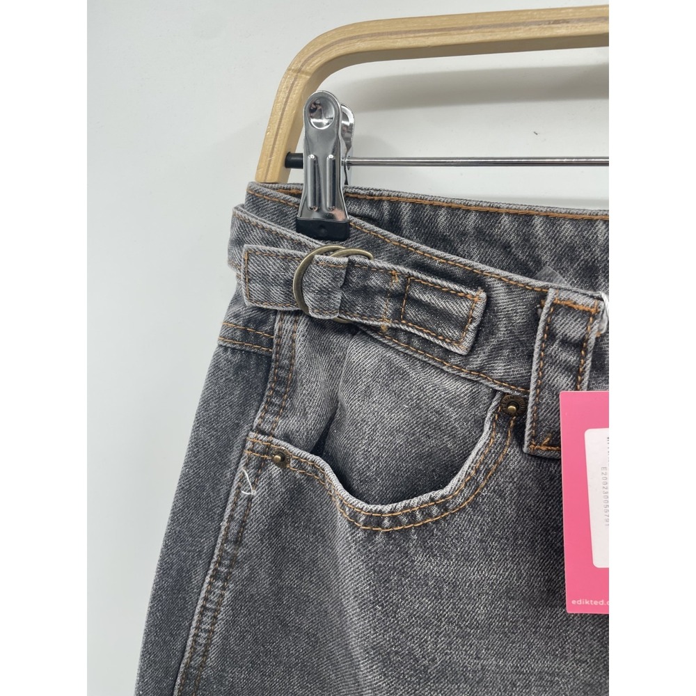 NWT Edikted Wide-Leg Jeans Women's Small Gray Washed Denim High Rise 100% Cotton - Picture 7 of 13